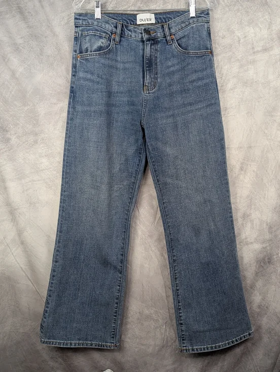 DU/ER Performance Denim High Rise Wide Leg Jeans Medium Wash - Picture 2 of 8